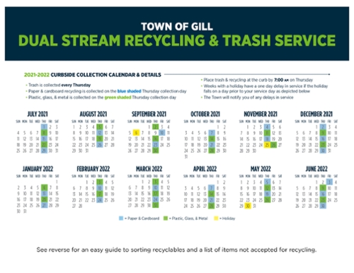 East Brunswick Recycling Calendar 2022 Trash & Recycling Collection Calendar - 2021-2022 Update - Town Of Gill, Ma